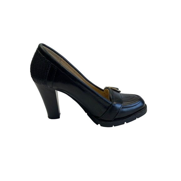 Michael Michael Kors Women's Size 6M Black Pumps Leather Loafer Buckle Heels - Picture 5 of 11